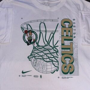 Nike Boston Celtics White Tee with Green and Gold